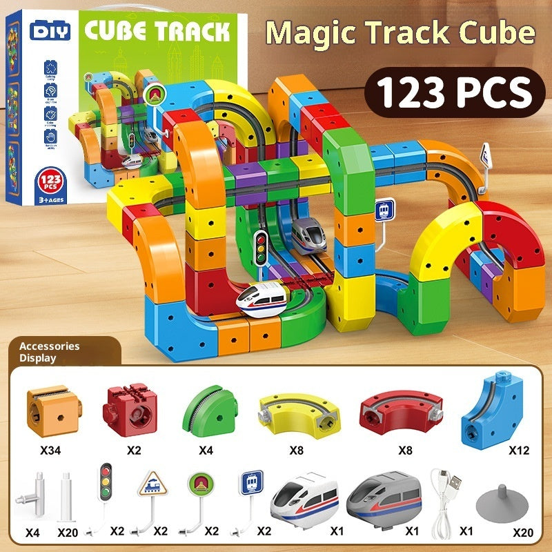 Track Cube Electric Assembled Building Block Toys