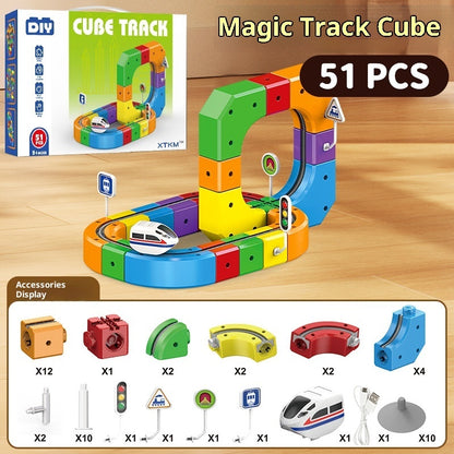 Track Cube Electric Assembled Building Block Toys