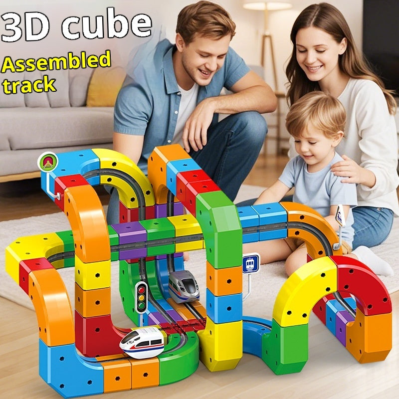 Track Cube Electric Assembled Building Block Toys