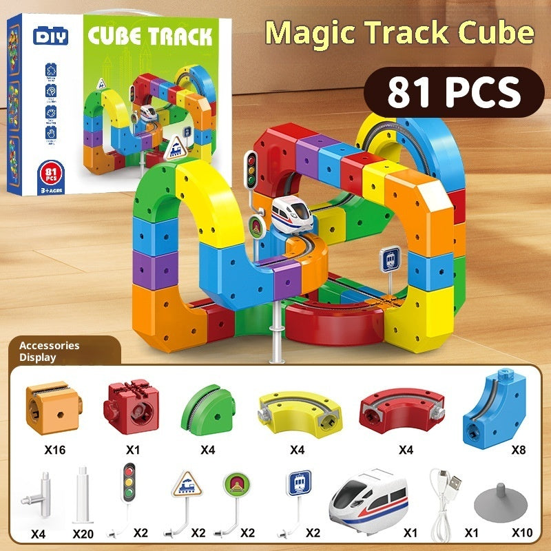 Track Cube Electric Assembled Building Block Toys