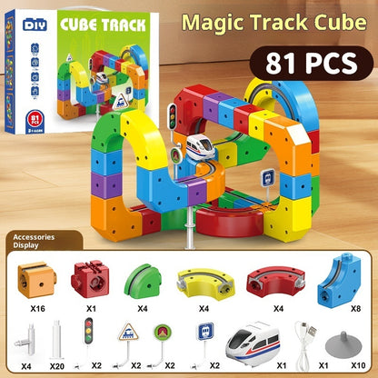 Track Cube Electric Assembled Building Block Toys