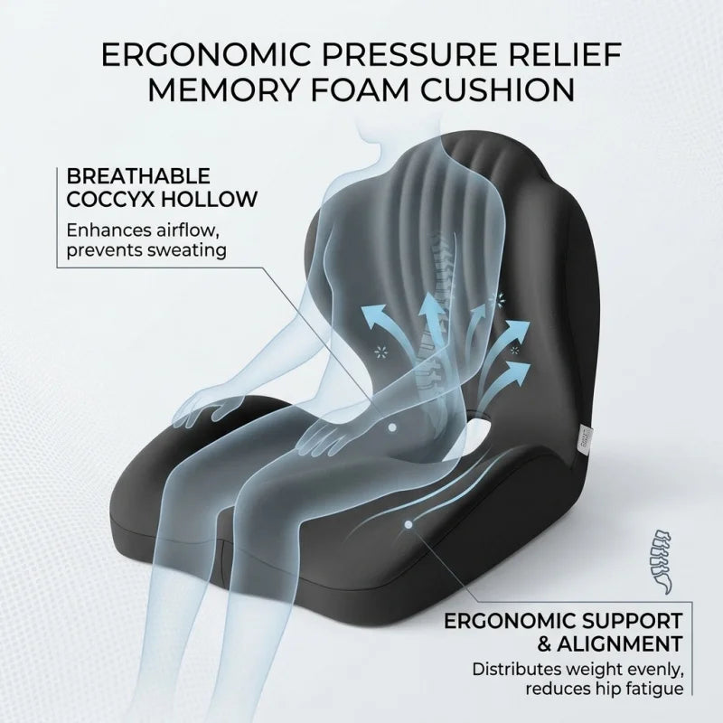 Ergonomic Seat Cushion with Lumbar Support
