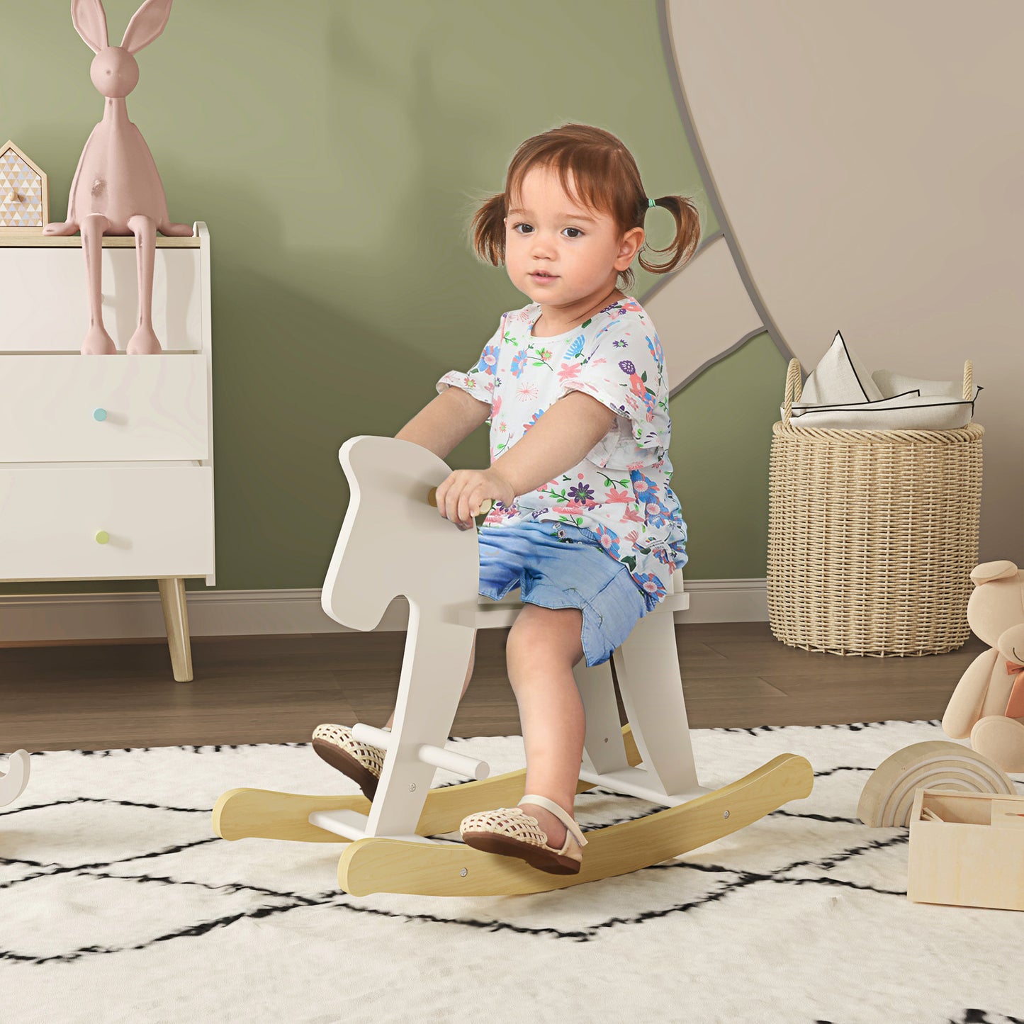 Wooden Rocking Horse Toddler Baby Ride-on