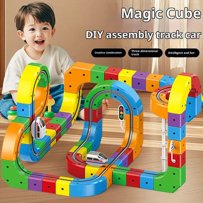Track Cube Electric Assembled Building Block Toys